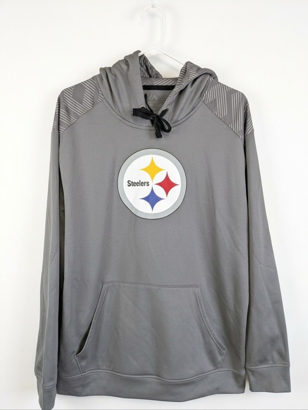 ⭐ 4/20$ ⭐ Pittsburgh Steelers Mens XL Hoodie Majestic Pullover Gray Sweatshirt